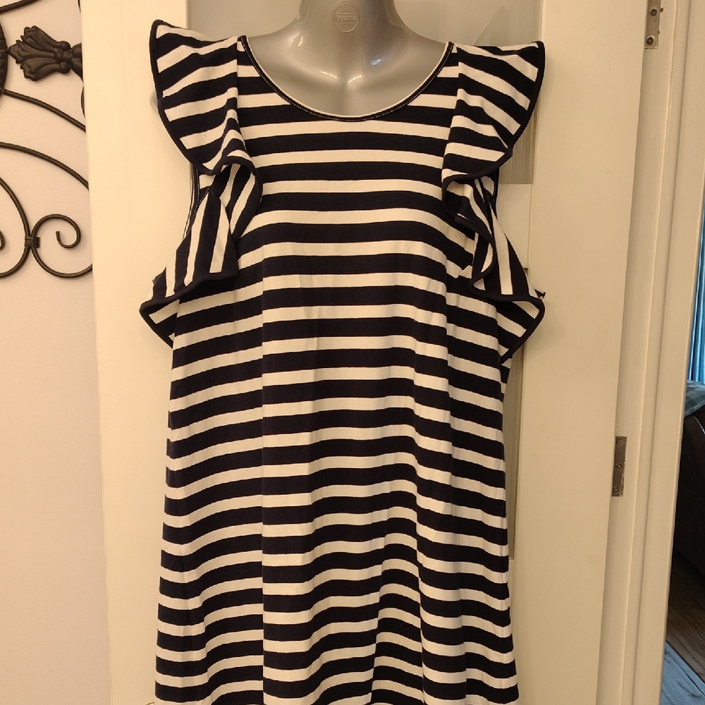 Duffield Lane Navy blue  and White Striped Dress